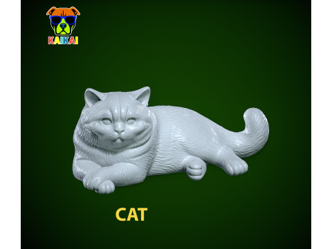 Fat Cat lying down model - 3D print 3Dプリントモデル