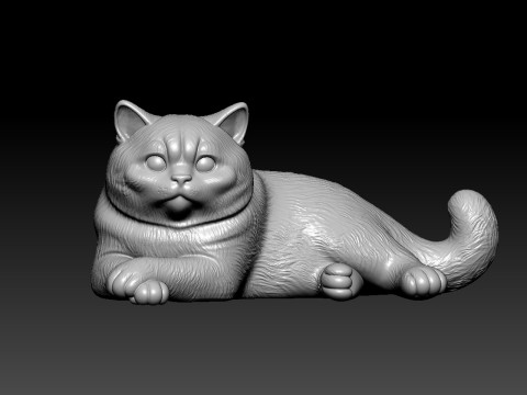 Fat Cat lying down model - 3D print 3Dプリントモデル