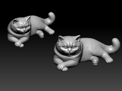 Fat Cat lying down model - 3D print 3Dプリントモデル