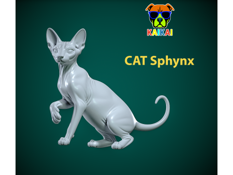 Sphynx cat posing model - 3D print 3Dプリントモデル