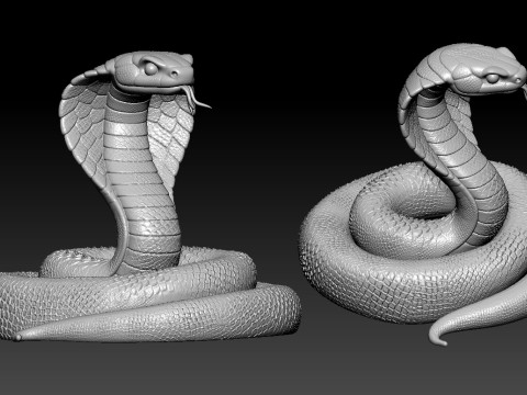 King cobra hunting statue - 3D print Model Cetak 3D