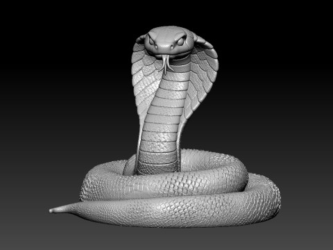 King cobra hunting statue - 3D print Model Cetak 3D