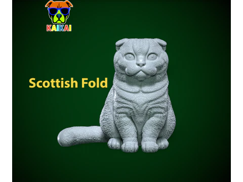 Статуя шотландської висловухої кішки - декор - 3D друк 3D Принт Модель