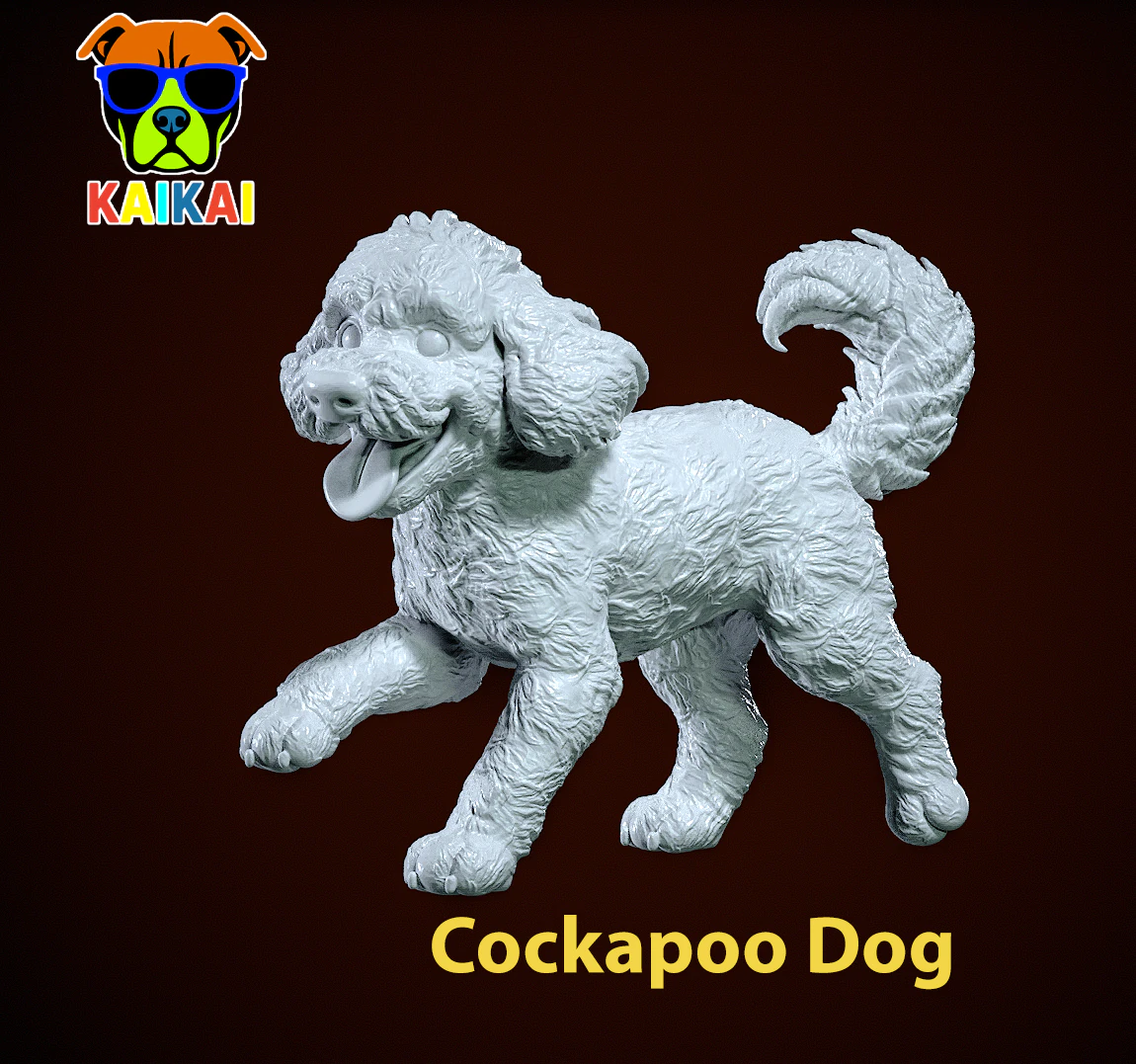 Cockapoo Dog Posing statue - 3D print 3D Print Model .c4d .max .obj .3ds .fbx .stl .blend 