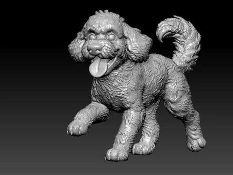 Cockapoo Dog Posing statue - 3D print 3D Print Model