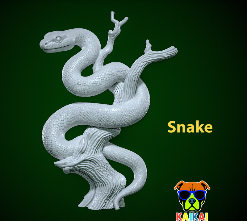Snake statue - Tree snake hunting - 3D print Modelo de impresión 3D .c4d .max .obj .3ds .fbx .stl .blend
