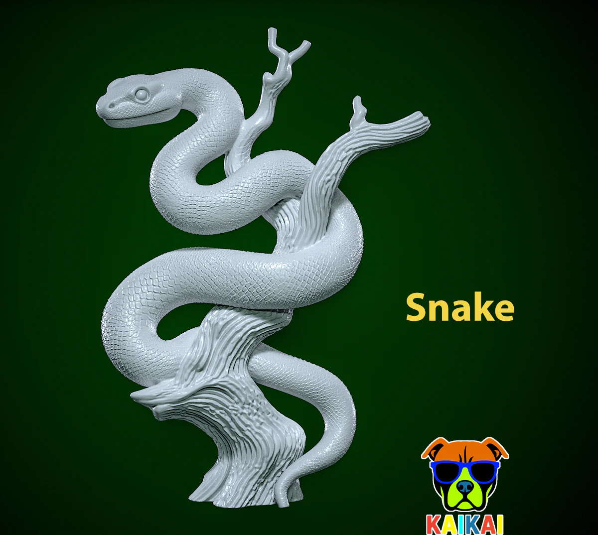Snake statue - Tree snake hunting - 3D print 3D Print Model .c4d .max .obj .3ds .fbx .stl .blend 