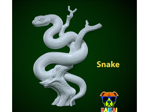 Snake statue - Tree snake hunting - 3D print 3Dプリントモデル