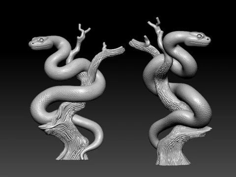 Snake statue - Tree snake hunting - 3D print 3D Print Model