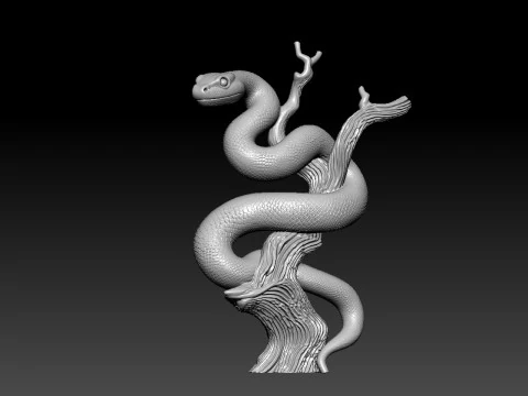 Snake statue - Tree snake hunting - 3D print 3D Print Model