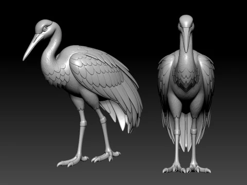 Crane statue - Stork decor - 3D print 3D Print Model