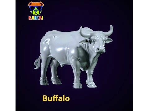 バッファローの像 - 水牛の装飾 - 3D プリント 3Dプリントモデル