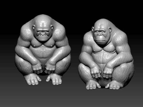 Orangutan statue - Monkey - 3D print 3D 打印模型