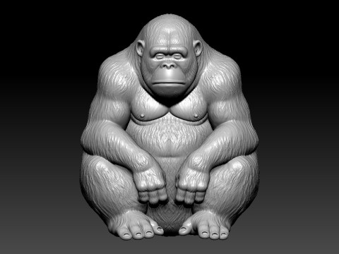 Orangutan statue - Monkey - 3D print 3D 打印模型