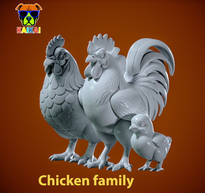 Chicken - Chicken family model - 3D print Model Cetak 3D .c4d .max .obj .3ds .fbx .stl .blend 