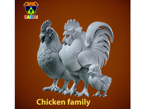 Chicken - Chicken family model - 3D print Modèles 3D en vedette