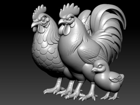 Chicken - Chicken family model - 3D print Model Cetak 3D