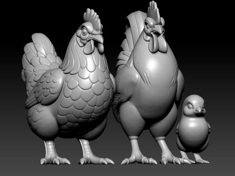 Chicken - Chicken family model - 3D print Model Cetak 3D