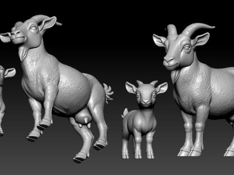 Family Goat - Goat model - 3D print 3D 打印模型