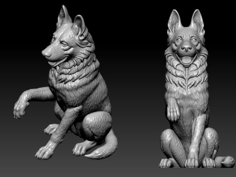 Dog - German Shepherd Dog model - 3D print 3D 打印模型