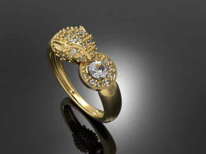 팬더 다이아몬드 반지 3D 프린트 모델