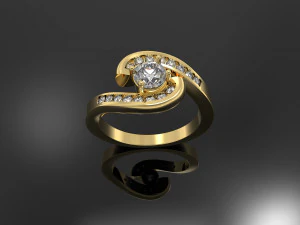 кольцо с бриллиантом 3D Принт Модель