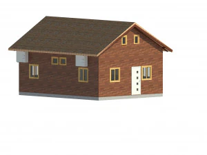 casa de madeira com estrutura tipo moldura de bal&atilde;o Modelo 3D