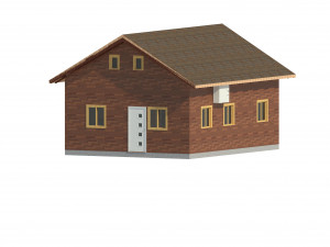 wooden house with ballon frame type structure 3D मॉडल