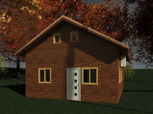 wooden house with ballon frame type structure 3D मॉडल