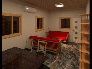 wooden house with ballon frame type structure 3D मॉडल
