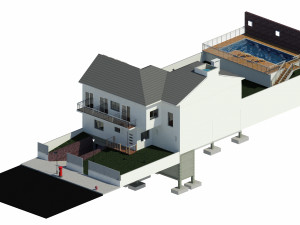 detached house with 2 floors and a garage sub-floor Modelo 3D