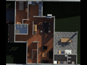 detached house with 2 floors and a garage sub-floor Modelo 3D