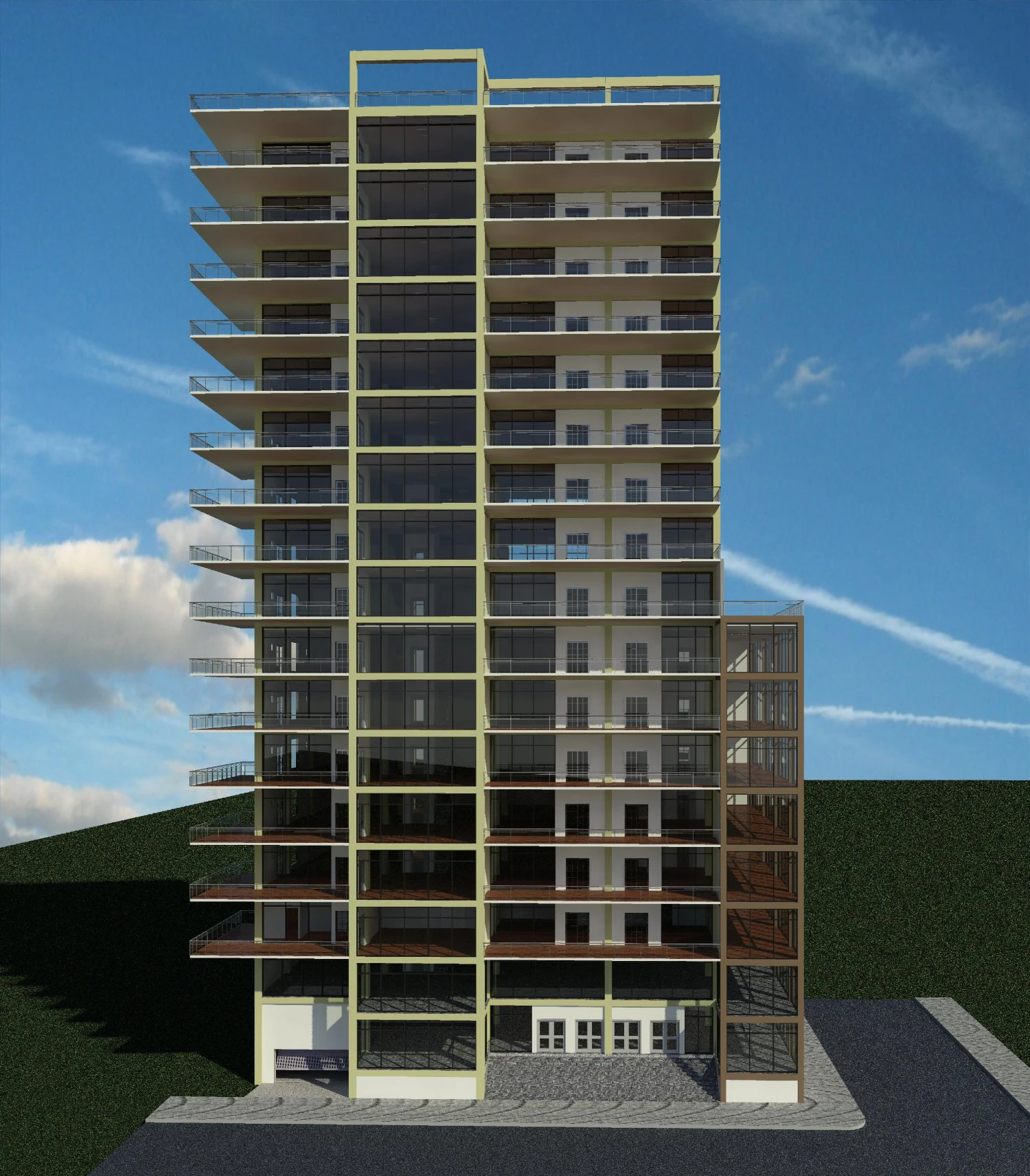 hotel with 18 floors 3D Model .c4d .max .obj .3ds .fbx .stl .blend