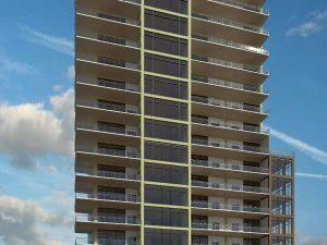 hotel with 18 floors 3D Model