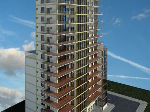 hotel with 18 floors 3D Model