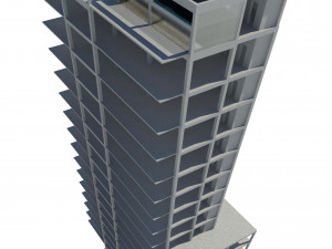 hotel with 18 floors 3D 模型