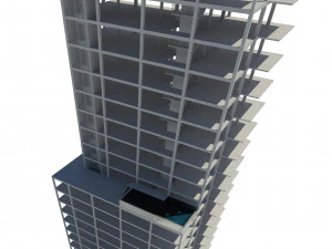 hotel with 18 floors 3D Model