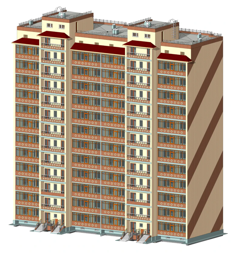 Residential Building 3D Model .c4d .max .obj .3ds .fbx .stl .blend 