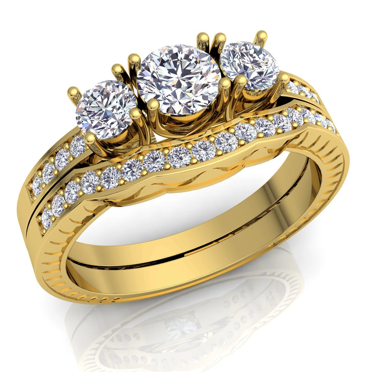 wedding diamond set ring 3D Model .c4d .max .obj .3ds .fbx .stl .blend 
