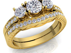 anel de diamante de casamento Modelo 3D
