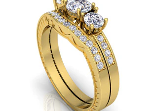 wedding diamond set ring 3D Model