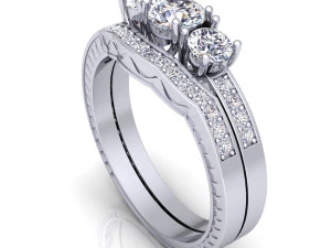 wedding diamond set ring 3D Model