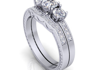 wedding set ring 3D 모델
