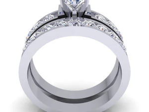 fancy wedding set ring 3D Model