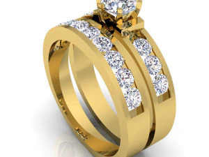fancy wedding set ring 3D Model
