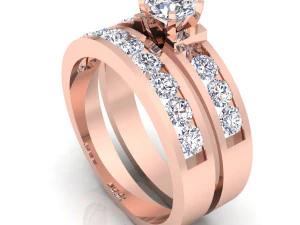 fancy wedding set ring 3D Model