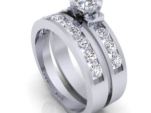 fancy wedding set ring 3D Model