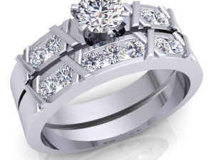 fancy wedding set ring Model 3D