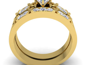 fancy wedding set ring Model 3D
