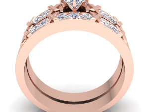 fancy wedding set ring Model 3D